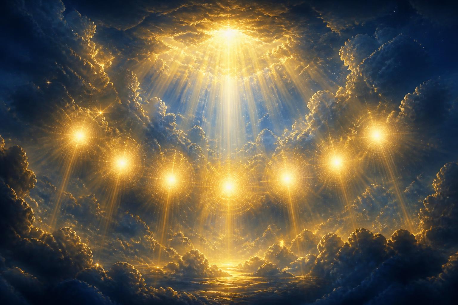 Luz celestial con los siete arcángeles